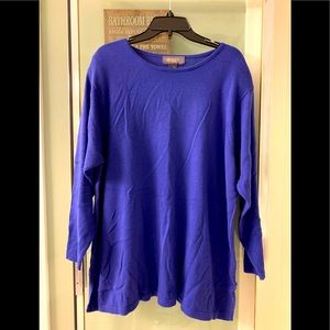 Designs by Lane Bryant Royal Blue Pullover Tunic Top Sweater Shoulder Pads 18/20